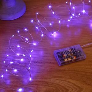 Purple LED Fairy Lights 16ft 50LED Battery Operated‎ Waterproof 8 Modes Timer
